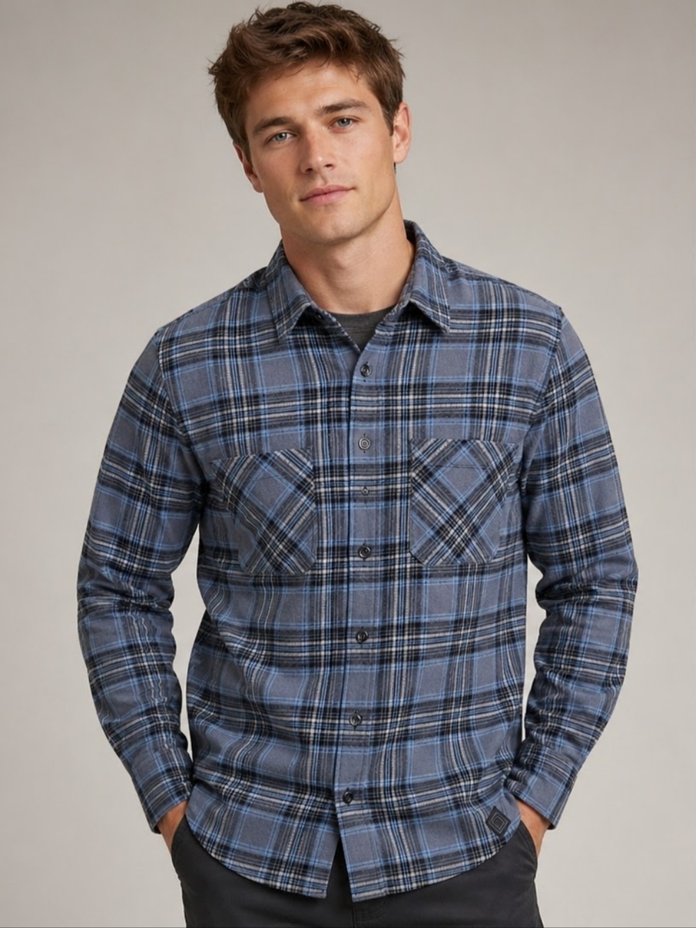 5.11 Tactical Plaid Button Up Shirt Blue Gray Utility Workwear Flannel